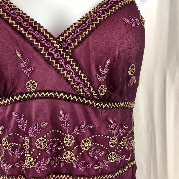 Marina Silk embellished sheer overlay midi dress 4 - Picture 2 of 7